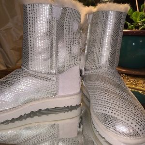 Sparkly UGG boots with Bailey bow with bling.